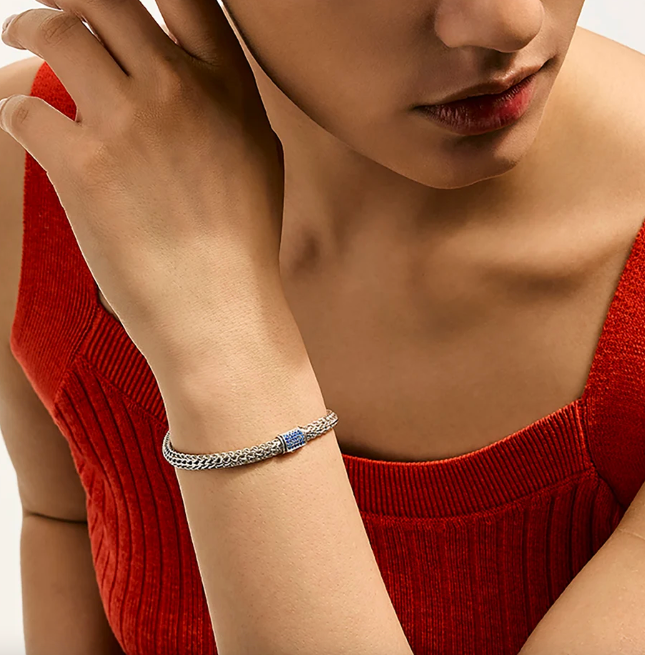 Sterling Silver Icon 5mm Bracelet with Blue Sapphire Clasp by John Hardy Secondary image