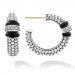 SS Black Caviar Black Ceramic .21cttw Diamond 25mm Hoop Earrings by Lagos
