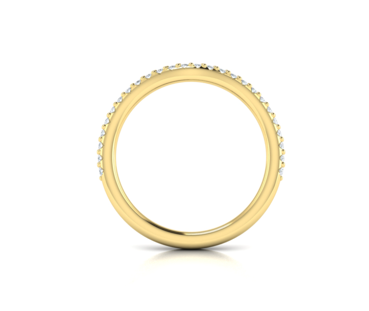 14K YG Diamond Arc Contour Wedding Band by Vlora