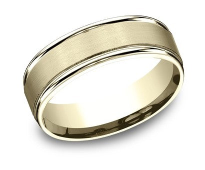 14K YG "The Washington" 7mm Polished Round Edges w Satin Center by Benchmark