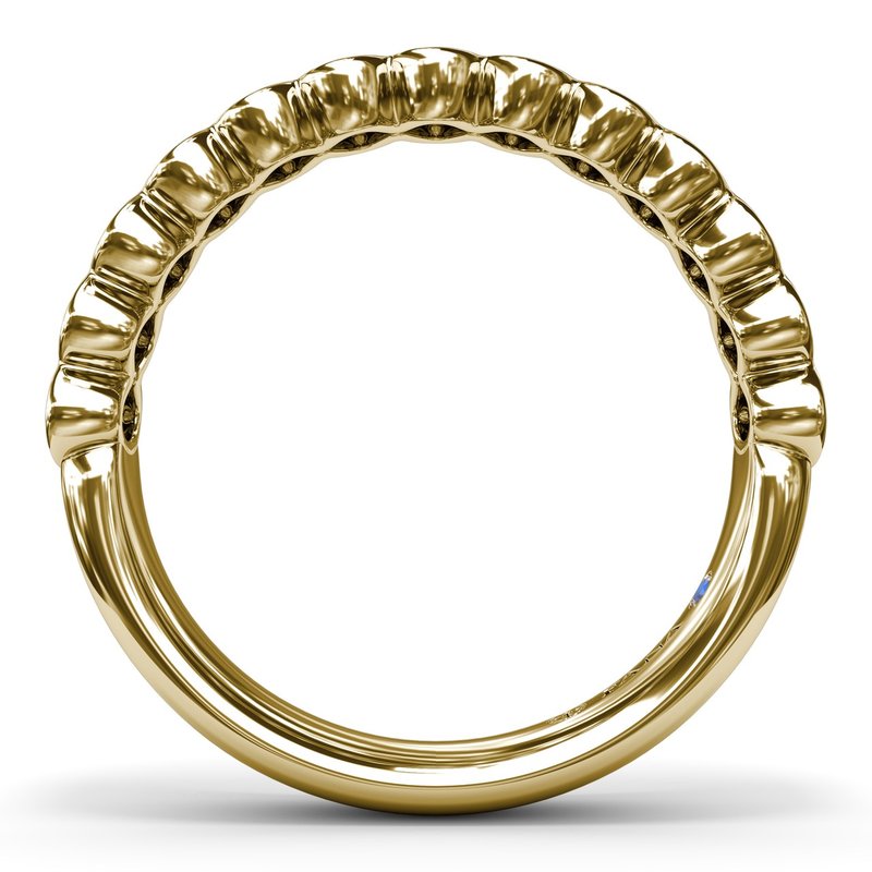 14K YG Oval Diamond Bezel Set Wedding Band by Fana