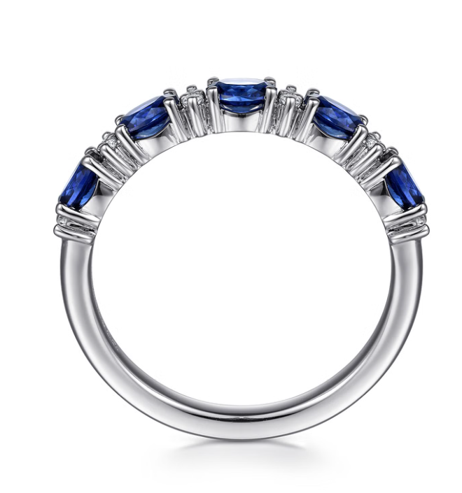 14K White Gold "Emelia" Oval Sapphire & Diamond Band by Gabriel NY