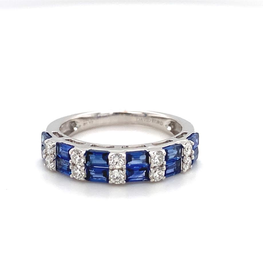 14K WG EC Blue Sapphire & Diamond Band by David Kord Main image