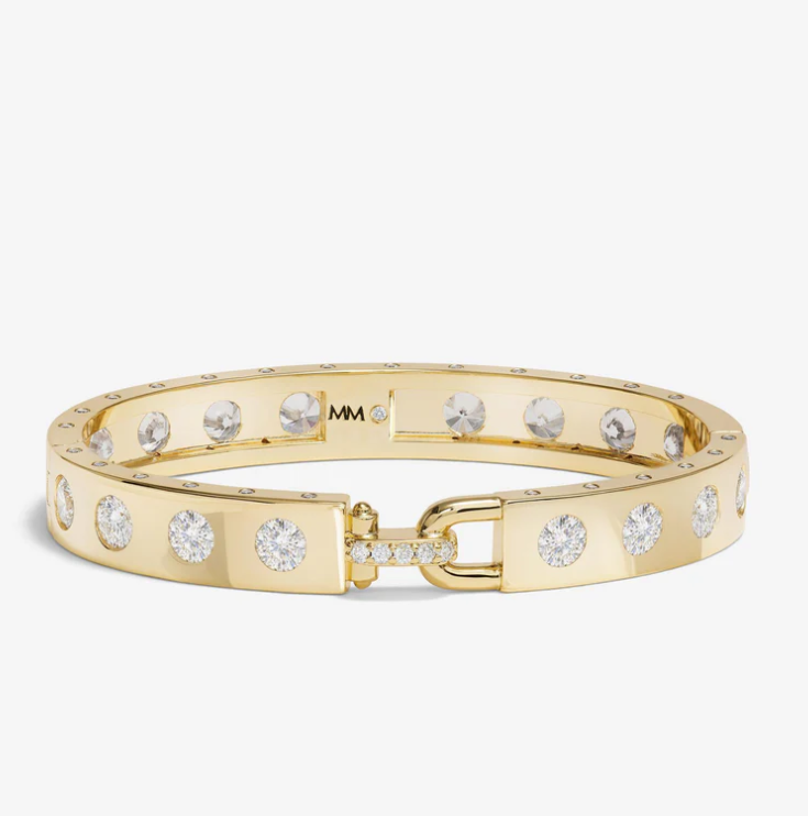 18K Gold Plated Ashley Rodeo Lock Cuff in White CZ by Melinda Maria