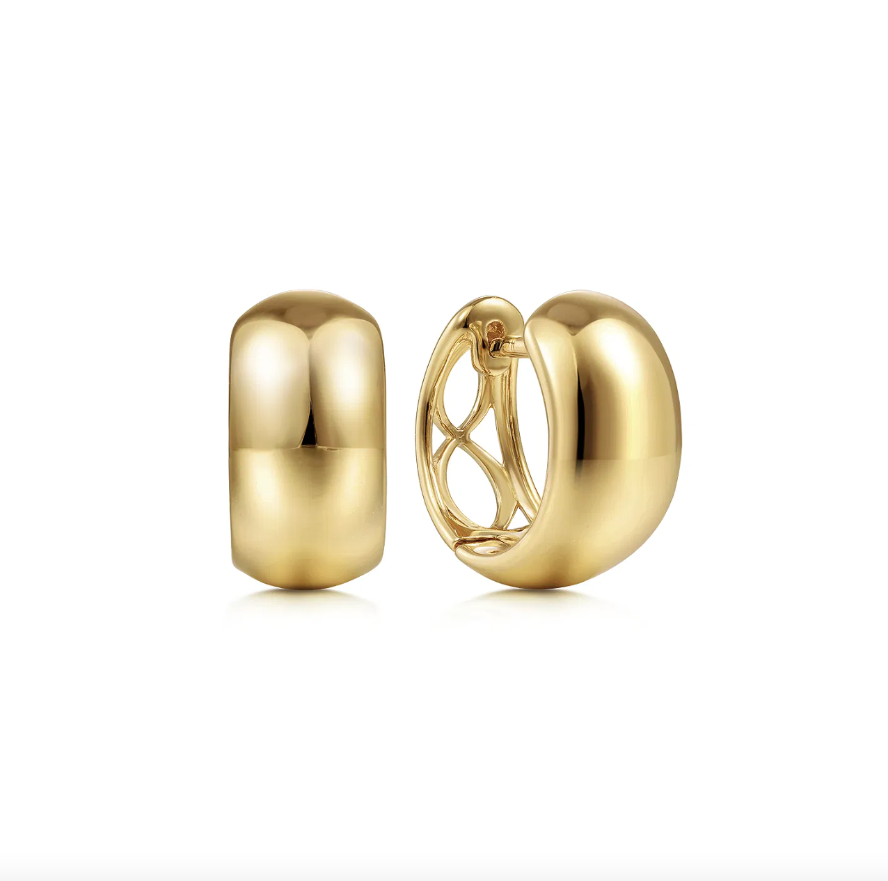 14K YG Wide Plain Huggie Earrings by Gabriel NY