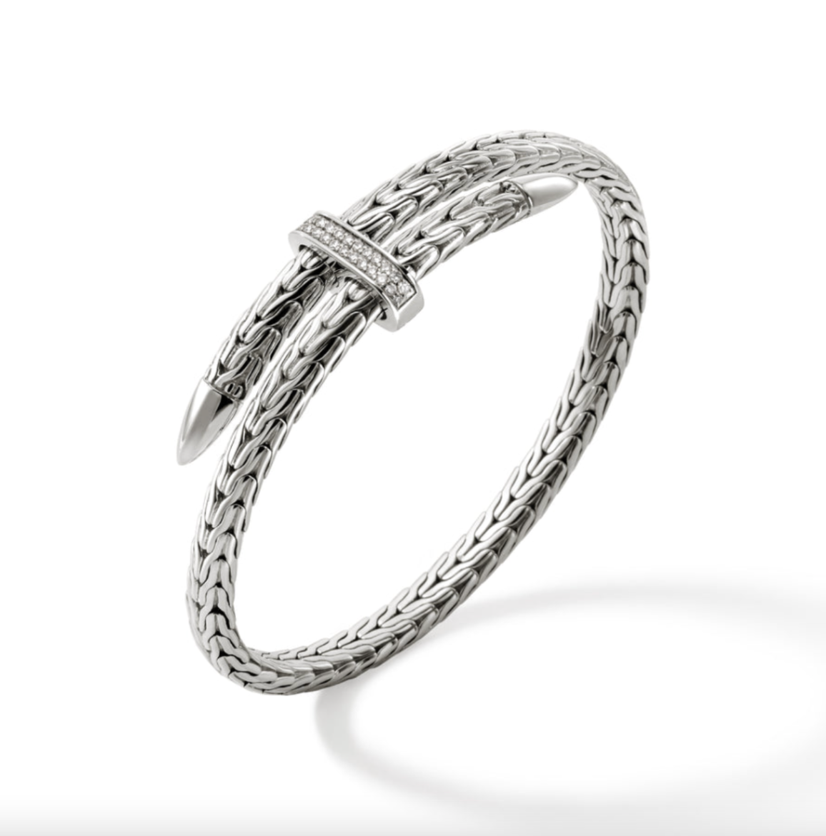 Sterling Silver 5.5MM Spear Flex Diamond Bypass Bangle by John Hardy