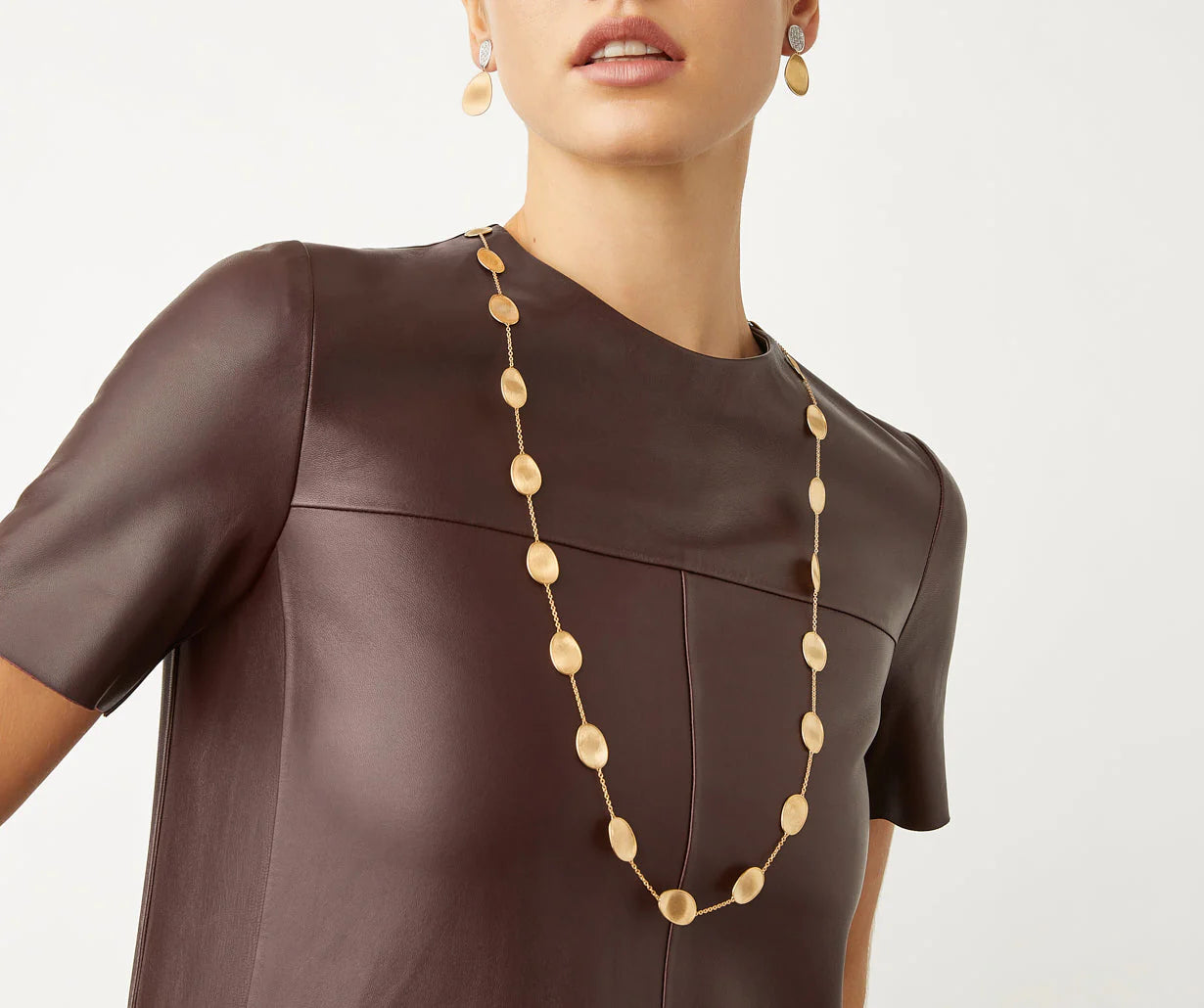 18K YG Lunaria Long Petal Necklace by Marco Bicego