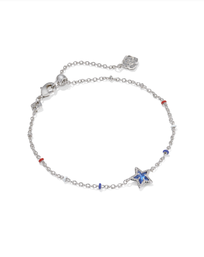 Rhodium Plated Mini Cassidy Chain Bracelet in Cobalt Blue Illusion by Kendra Scott Main image
