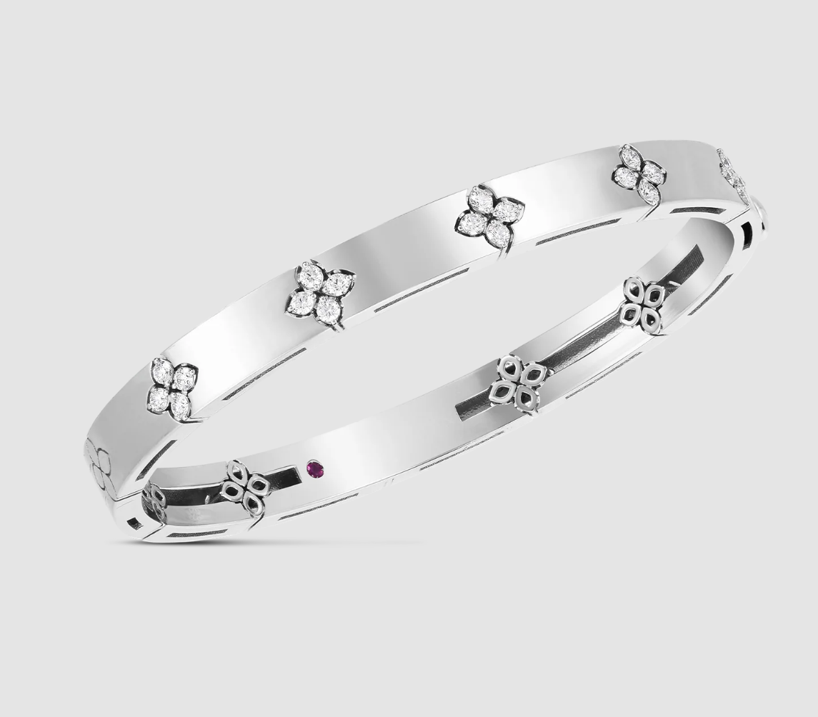 18K White Gold Wide Diamond Love in Verona Bangle by Roberto Coin