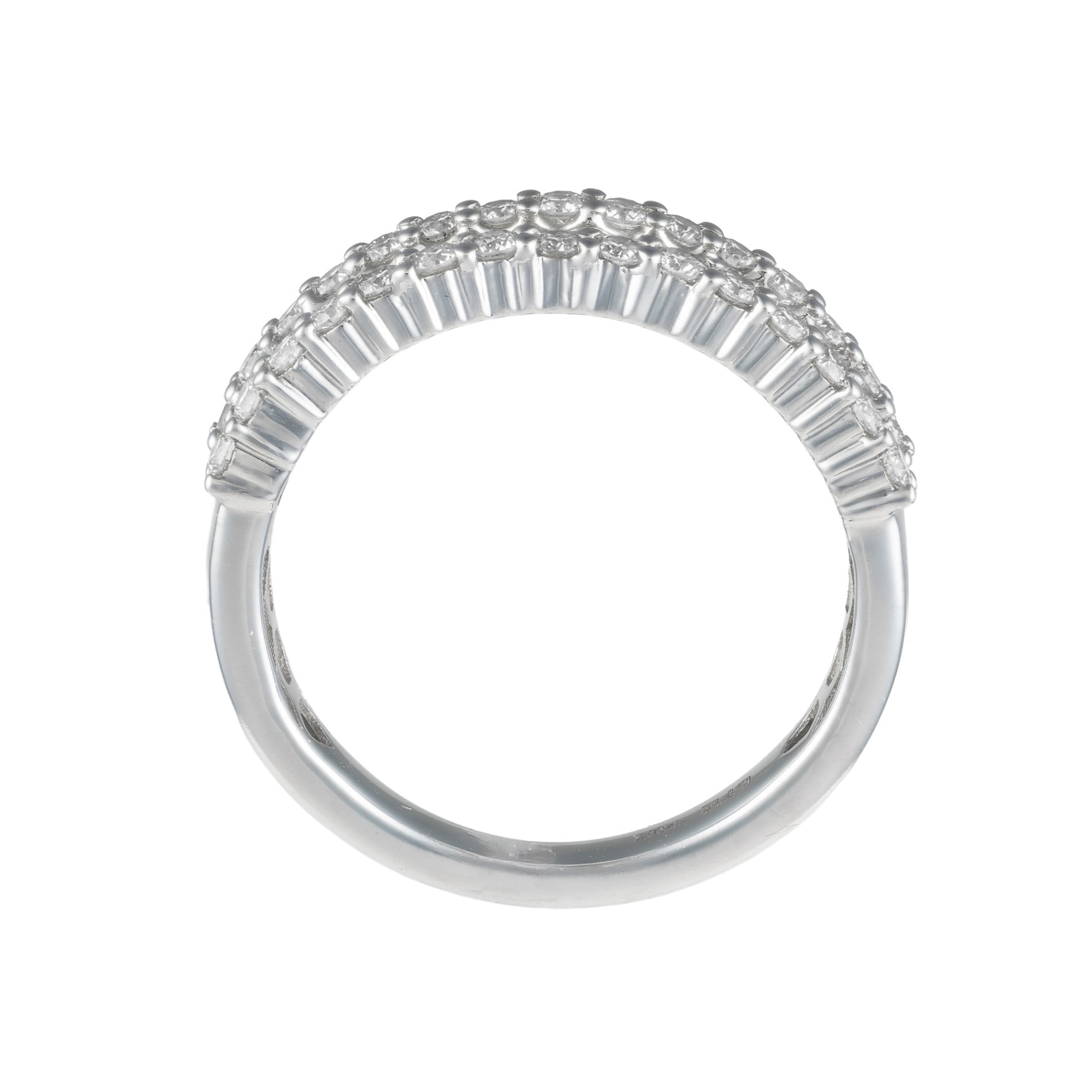 14K White Gold Diamond Baguette & Round Triple Row Anniversary Band Secondary image