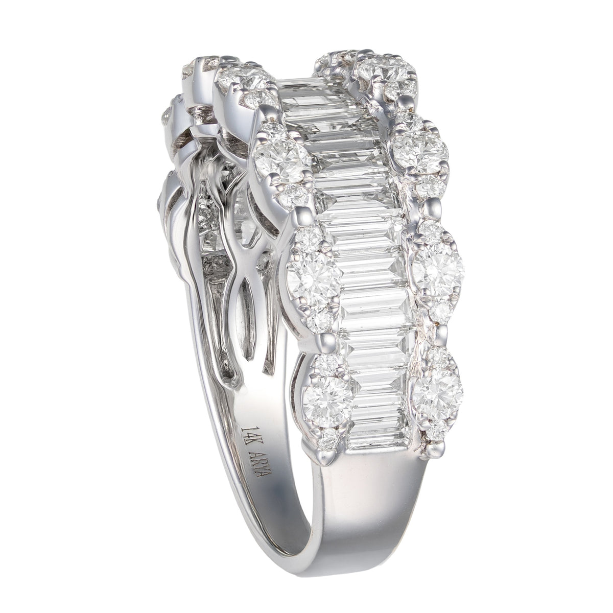 14K White Gold Diamond Baguette Scalloped Anniversary Band