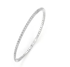 14K WG 1 1/4cttw Diamond Line Flexi Bangle