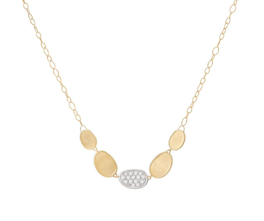 18K YG Lunaria Halfsie Petal Necklace with Diamond by Marco Bicego