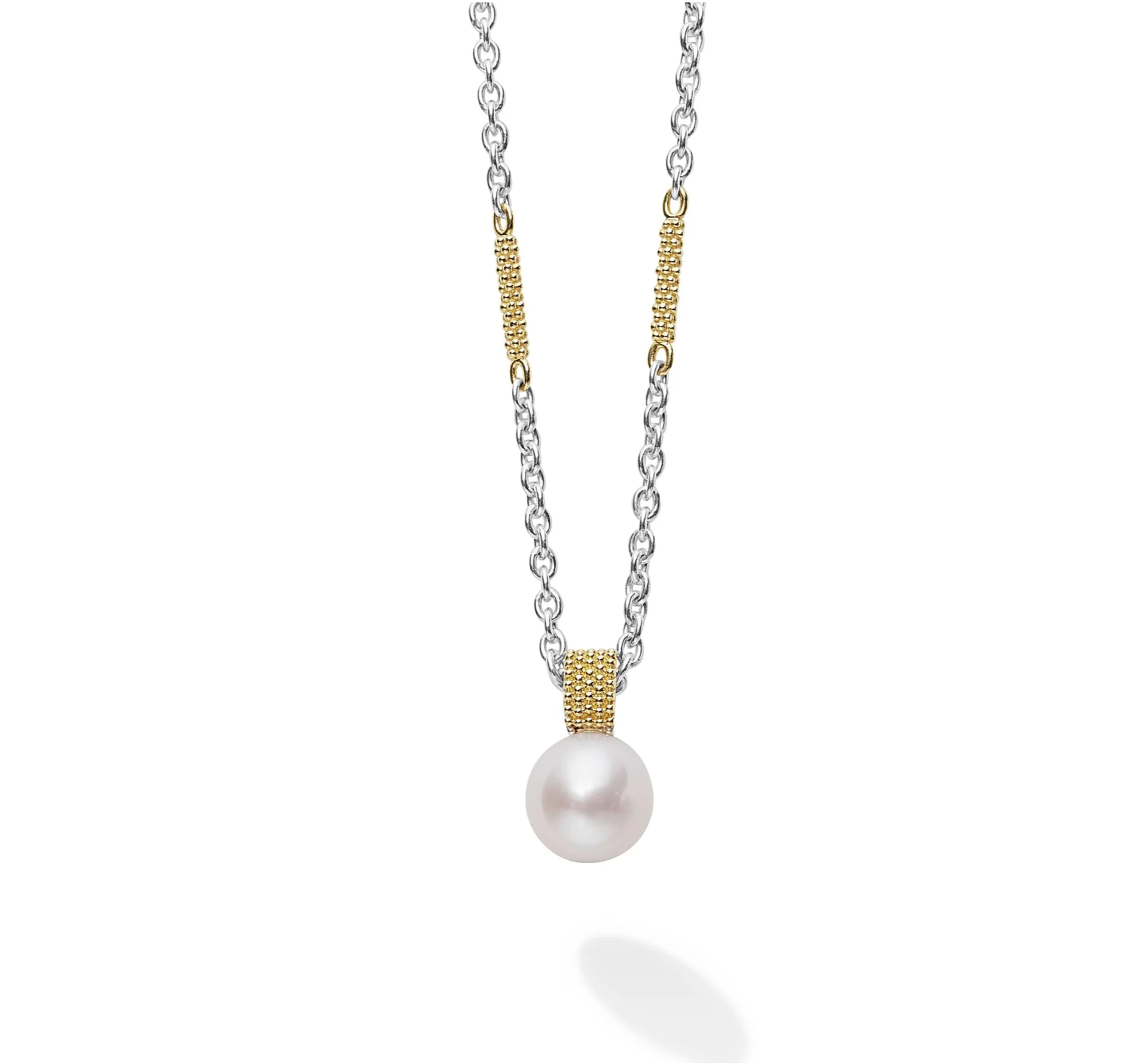 SS & 18K YG Luna 9-10mm Pearl Lux Pendant Necklace