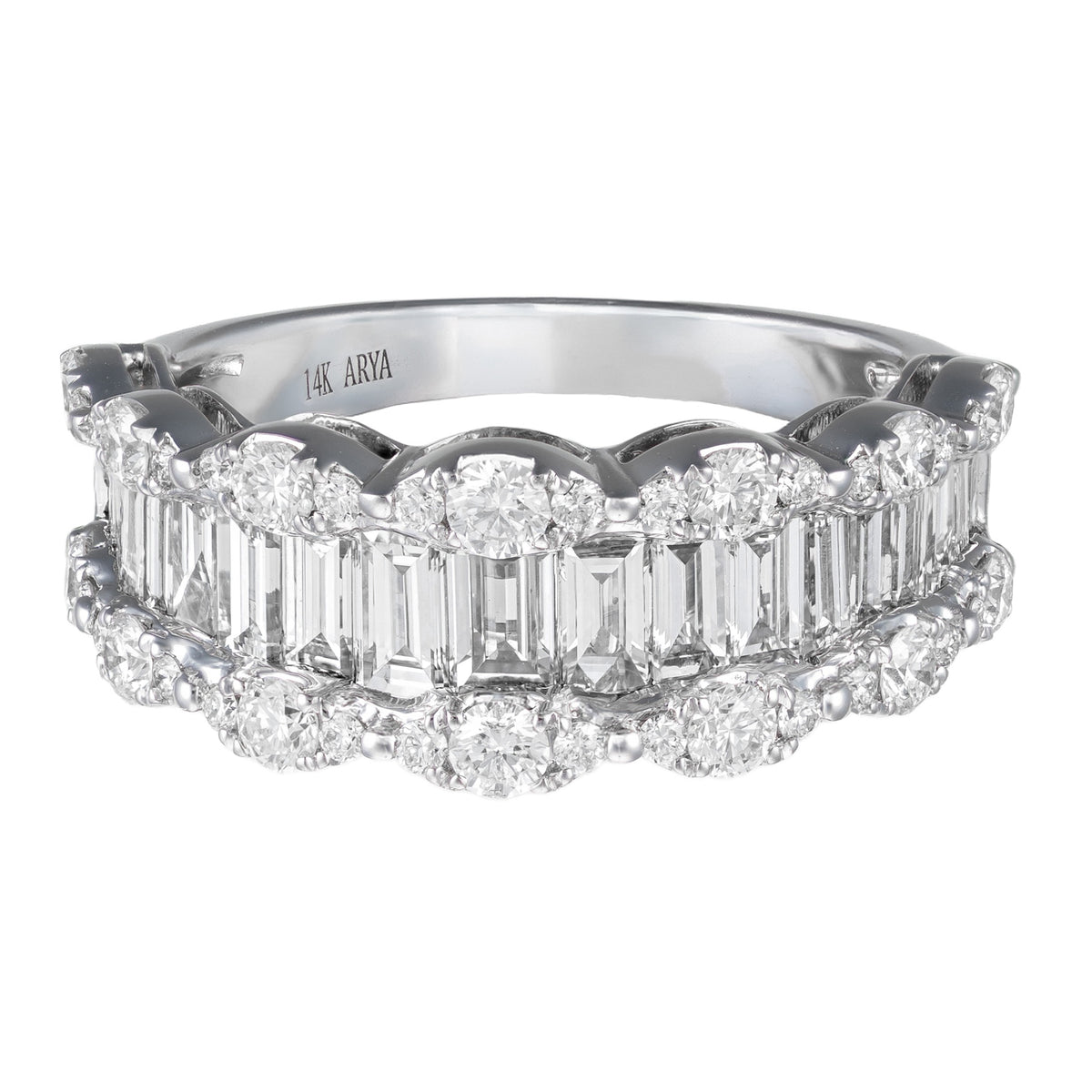 14K White Gold Diamond Baguette Scalloped Anniversary Band Main image
