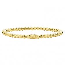 18K Caviar Gold 4mm Ball Stretch Bracelet, sz M Main image