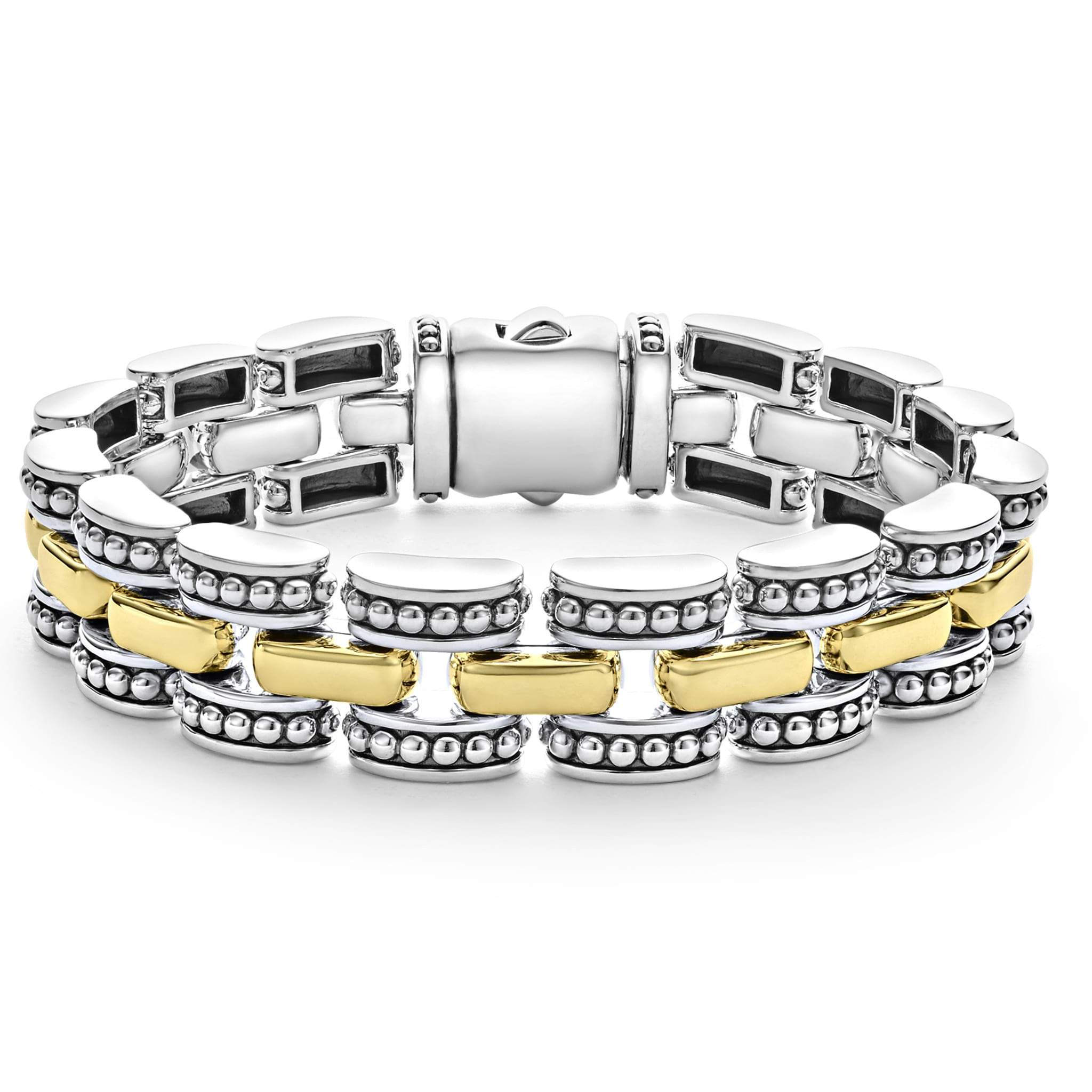SS & 18K YG Caviar Link Bracelet 12MM Size M by Lagos Main image