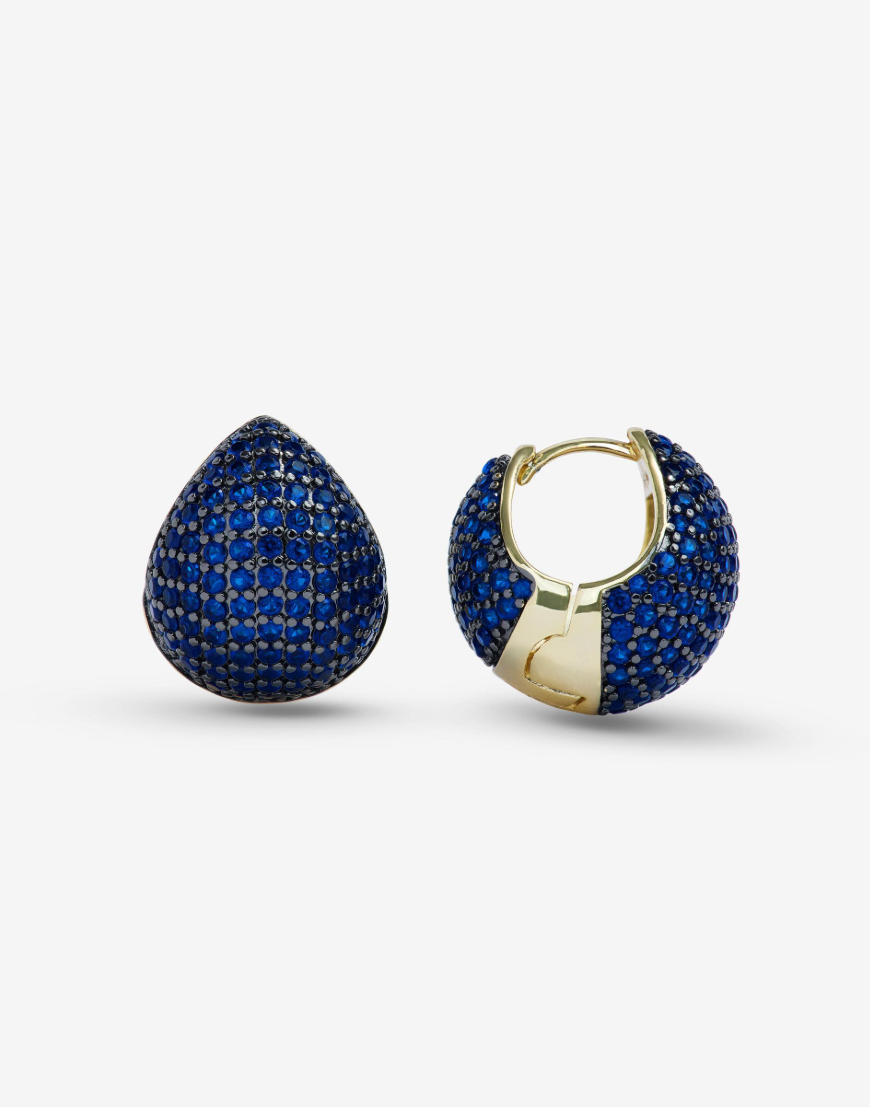 18K Gold Plated Norah Pave Earrings in Sapphire CZ by Melinda Maria