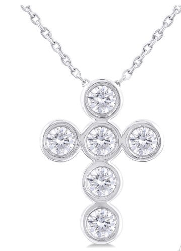14K WG .50cttw Dia Bezel Set Cross Pendant