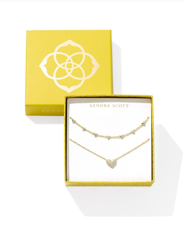 Gold Plated Ari Haven Heart Necklace Gift Set in White CZ by Kendra Scott Main image