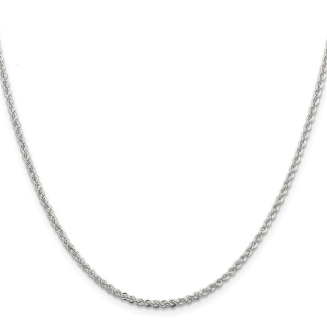 Sterling Silver 2.3mm Rope Chain, 22" Main image