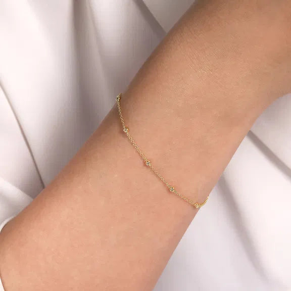 14K YG Diamond Stations Chain Bracelet by Gabriel NY