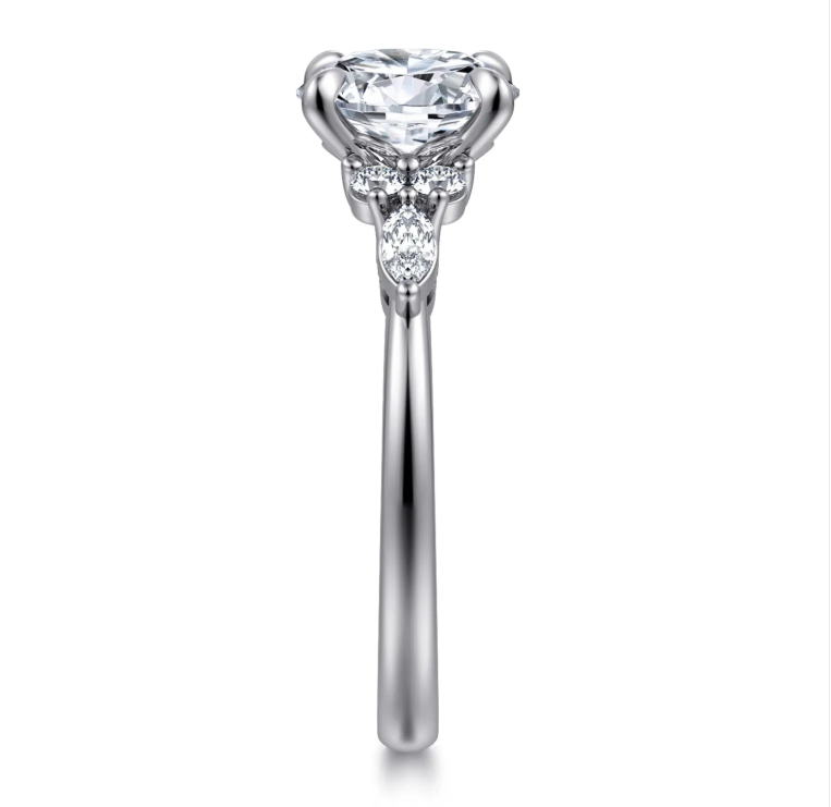14K White Gold "Avah" Round Diamond Cluster Semi-Mount by Gabriel NY