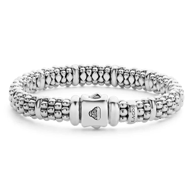 Sterling Silver Signature Caviar 9 Station 9mm Bracelet by LAGOS