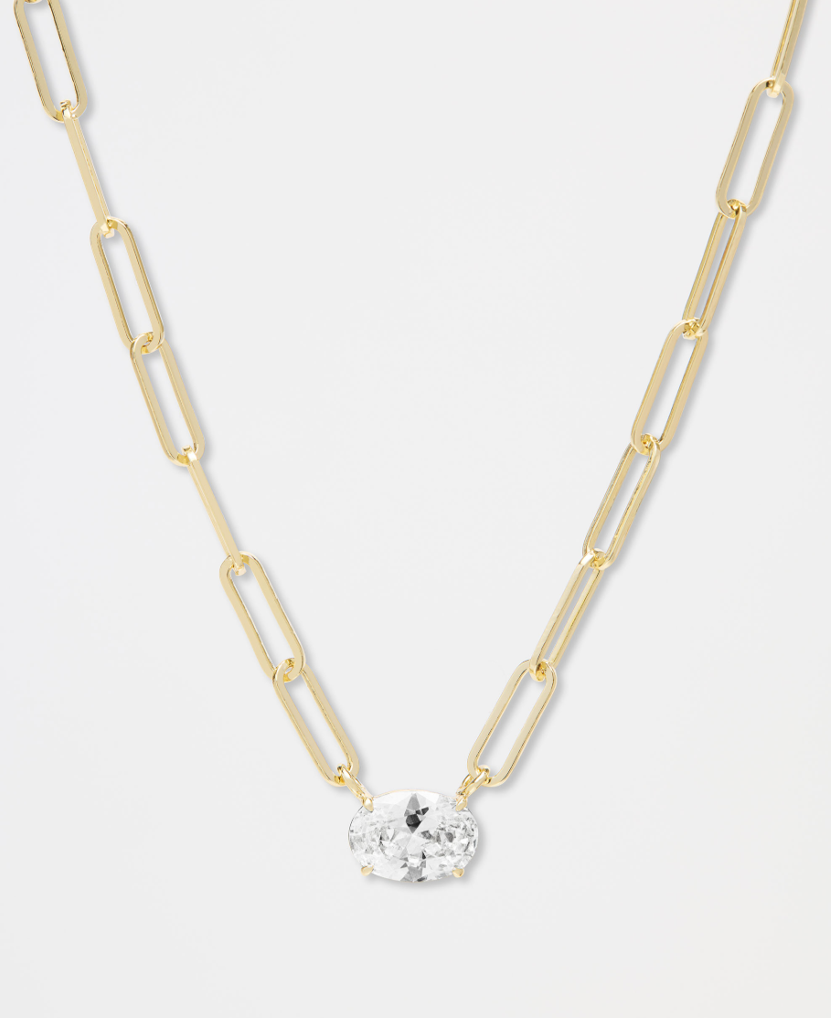18K Gold Plated Hello Gorgeous Samantha Chain Necklace in CZ by Melinda Maria