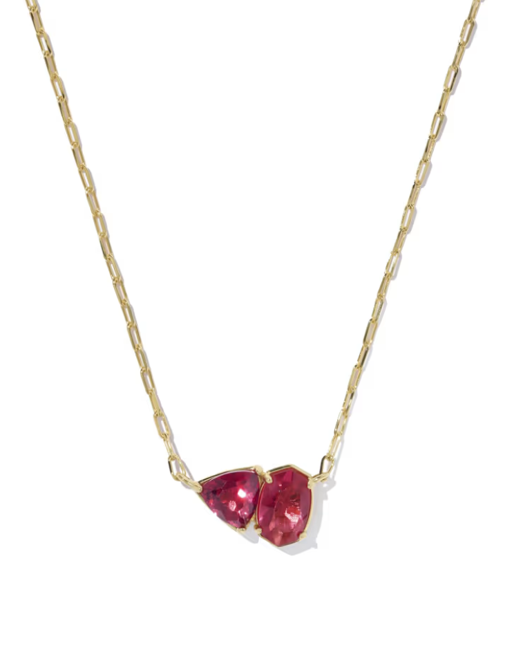 Gold Plated January Tatum Necklace in Burgundy Mix by Kendra Scott Main image