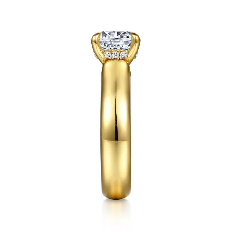 14K YG "Reeve" Round Wide Solitaire Semi-Mount by Gabriel NY