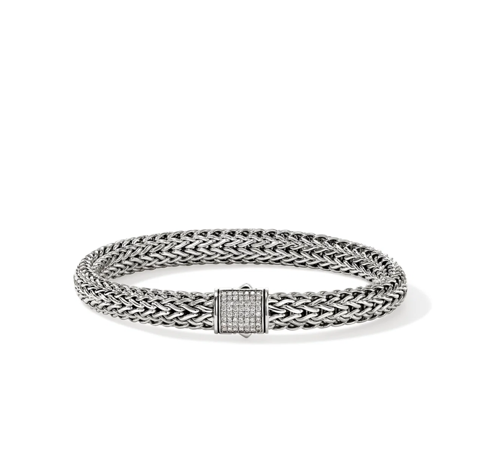 Sterling Silver Icon 7.5mm Bracelet with Diamond Clasp by John Hardy