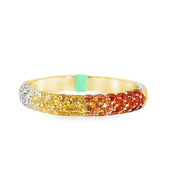 18K Yellow Gold Ombre Orange Sapphire & Diamond Band by David Kord