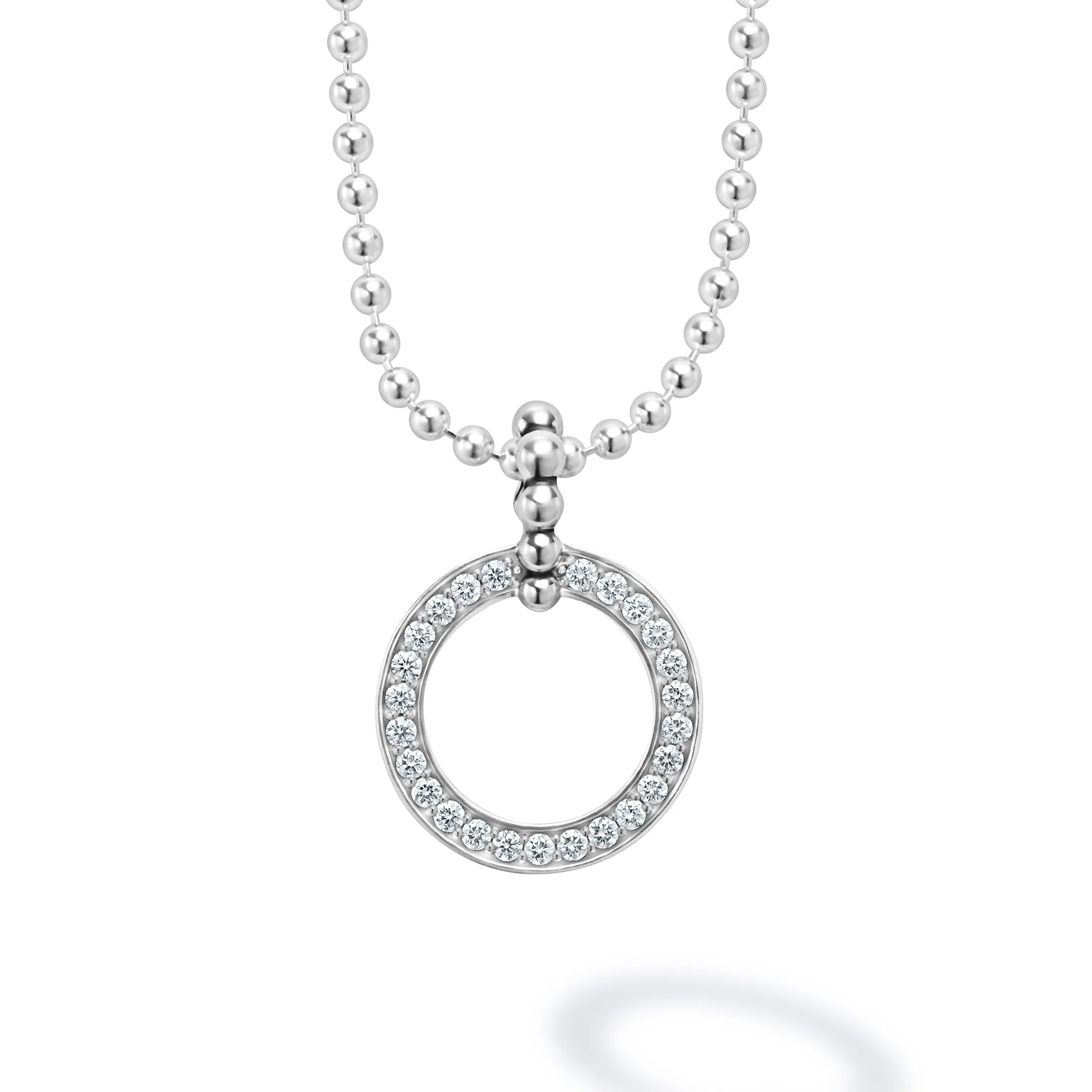 SS Caviar Spark Diamond 20mm Large Circle w/l BD Bale Pendant 16-18in by Lagos Main image