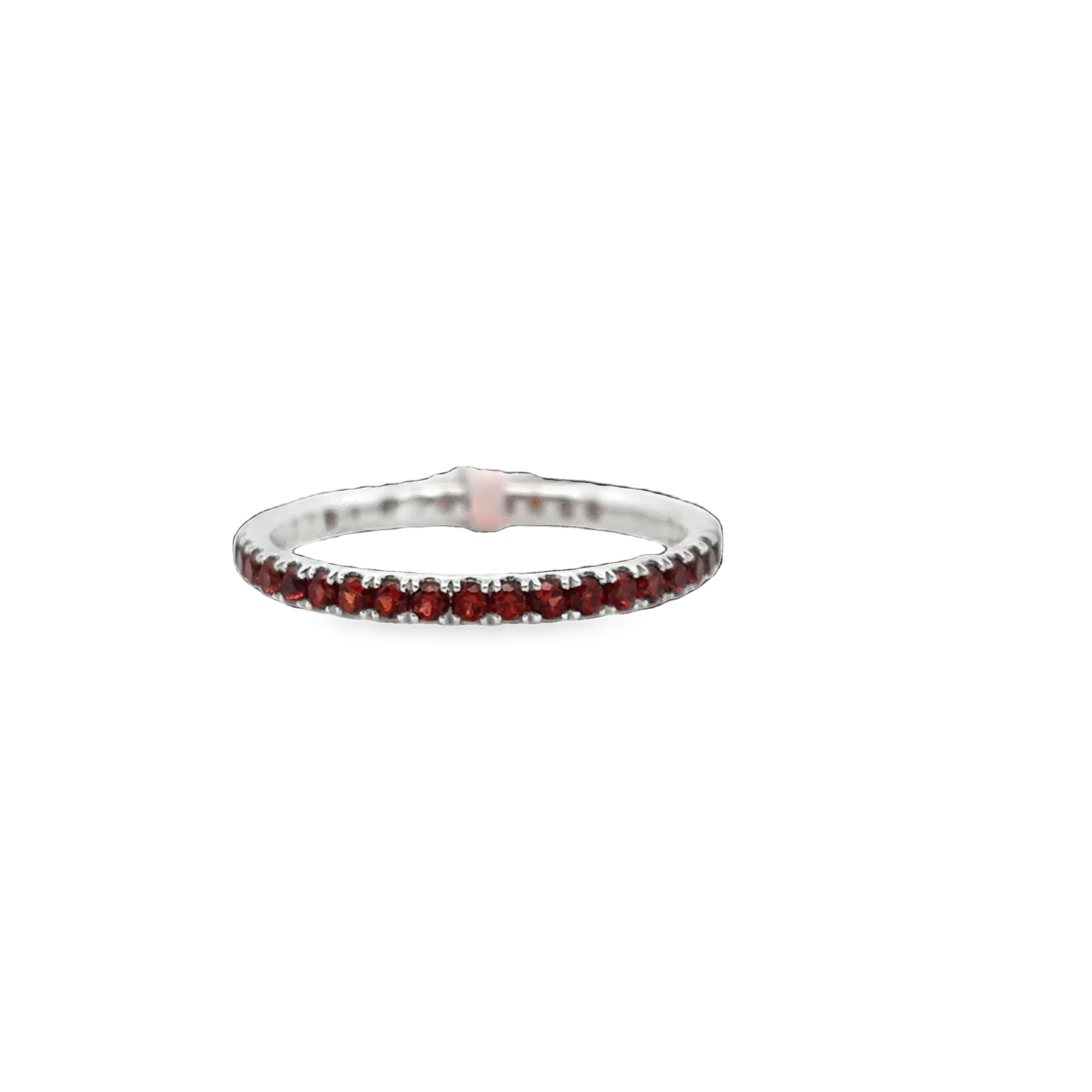 14K YG 39 Rd Garnet Eternity Band Size 6 1.5mm Stones
