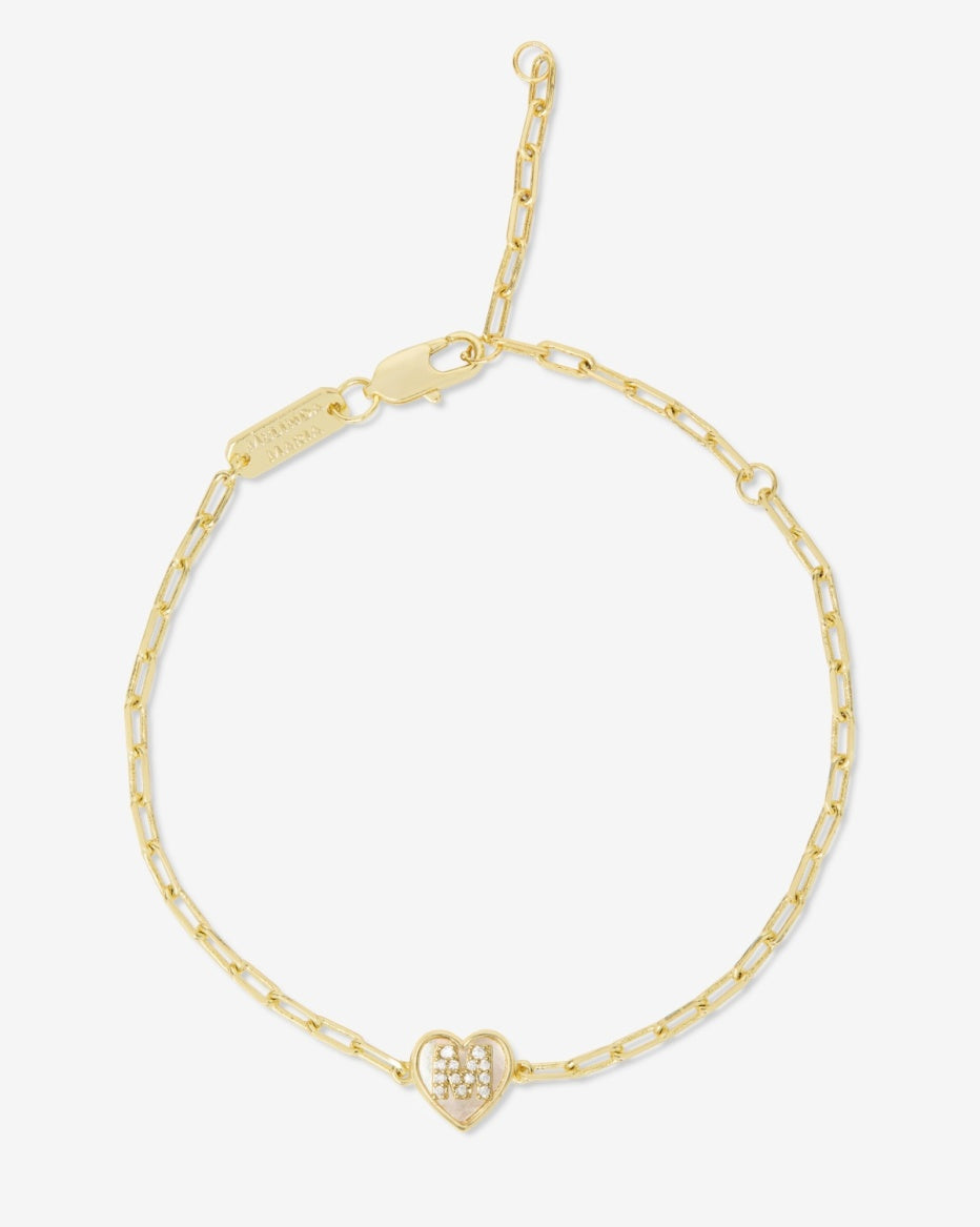 18K Gold Plated Love Letters Heart "M" Initial Bracelet by Melinda Maria Main image