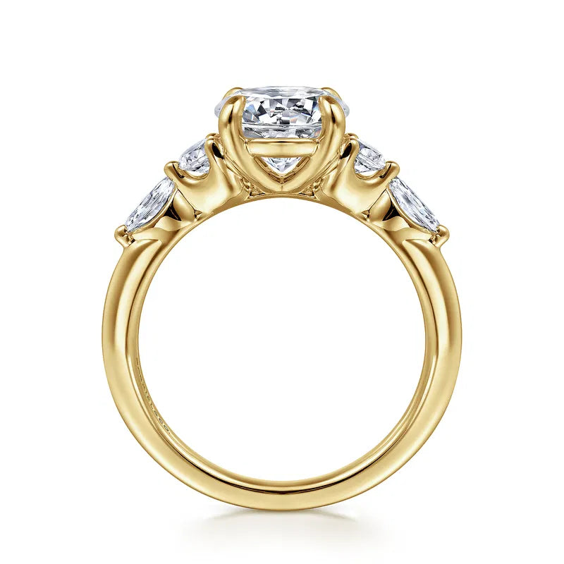 14K YG "Cian" Marquise & Round Diamond 5-Stone Semi-Mount by Gabriel NY Secondary image