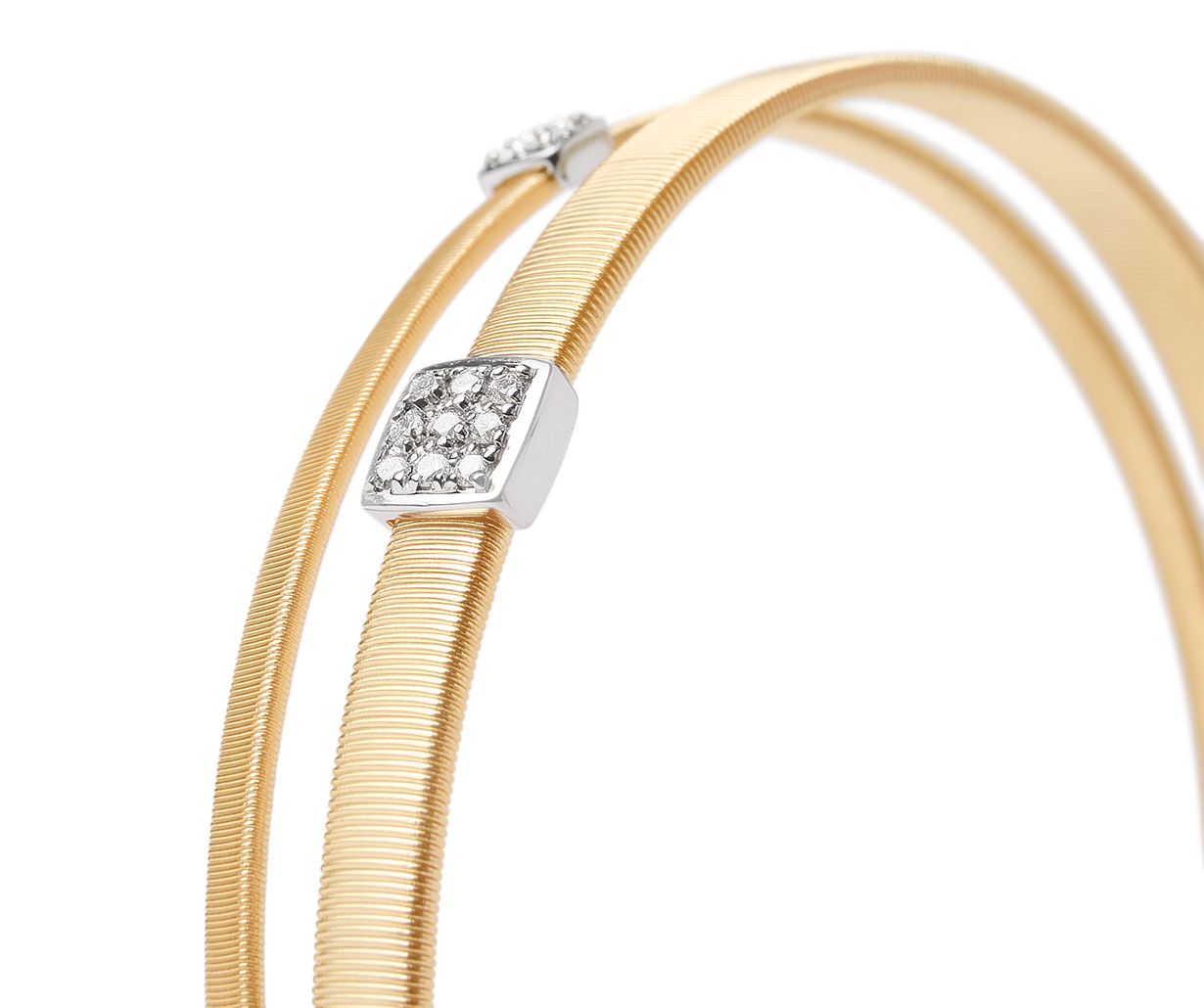 18K YG Masai 2-Strand Coil Bracelet with Diamonds by Marco Bicego
