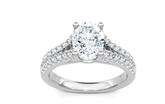 14K WG Oval Split Shank 32 Rd Dia=3/8cttw Semi Mount