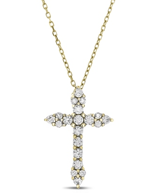 14K Yellow Gold 1/2cttw Diamond Cross Pendant Necklace Main image