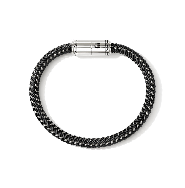 Stainless Steel & Woven Cord Men's Essentials Bracelet with Silver Clasp by John Hardy