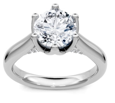 14K WG 1/20cttw Round Tulip Head Solitaire with Diamond Bridge by Imagine Bridal Secondary image