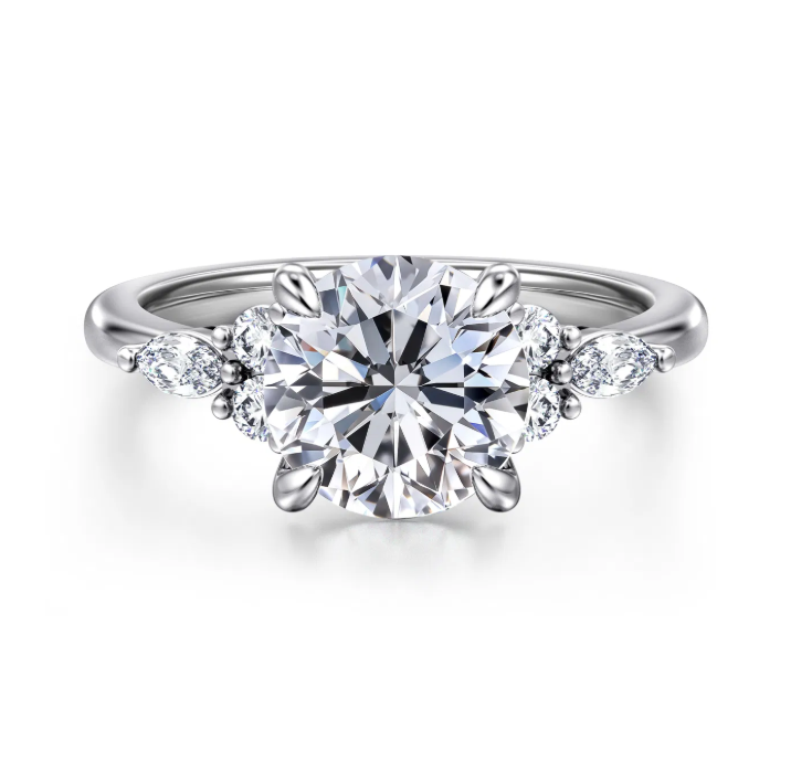 14K White Gold "Avah" Round Diamond Cluster Semi-Mount by Gabriel NY Main image