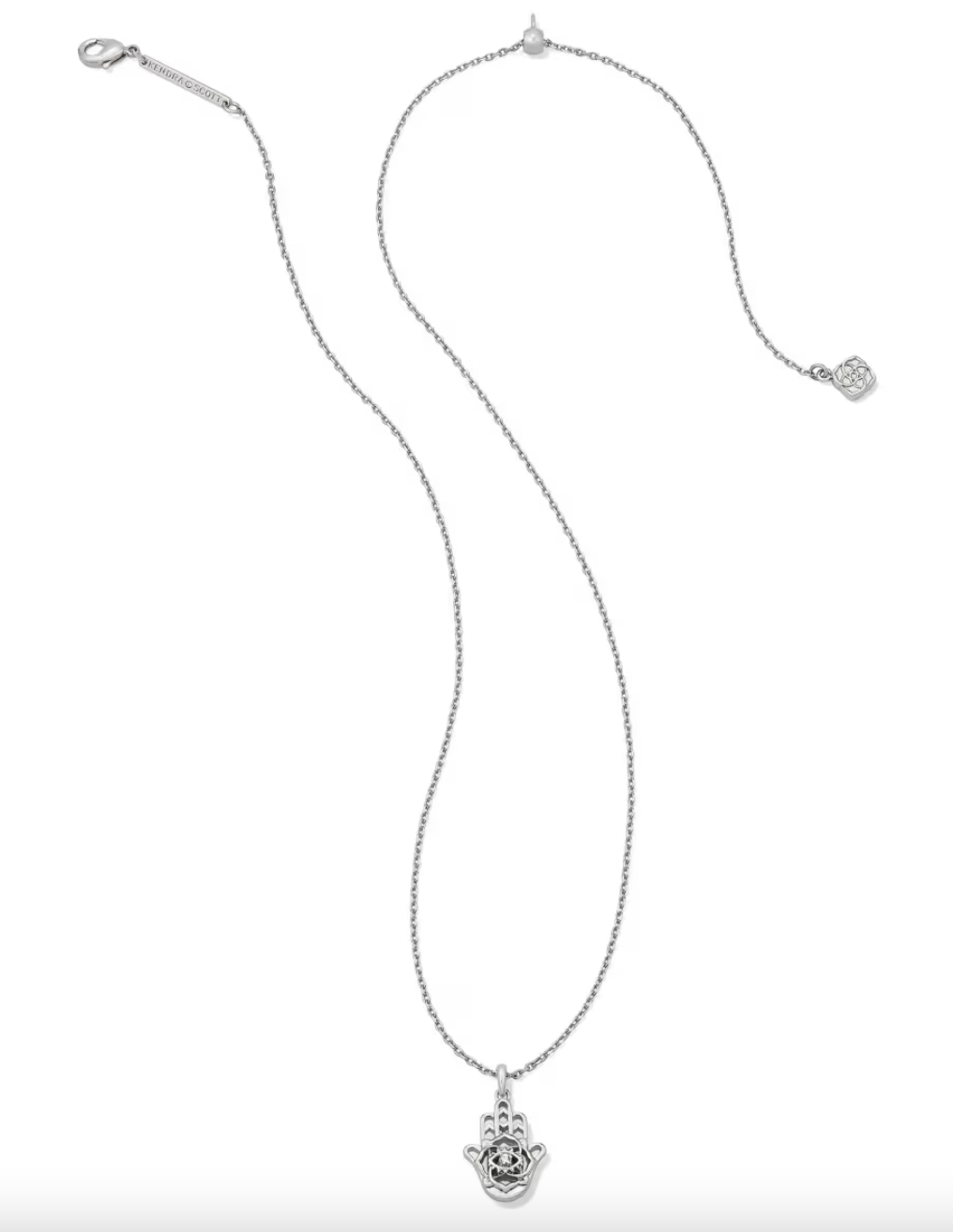 Rhodium Plated Hamsa Short Pendant Necklace in Kendra Scott