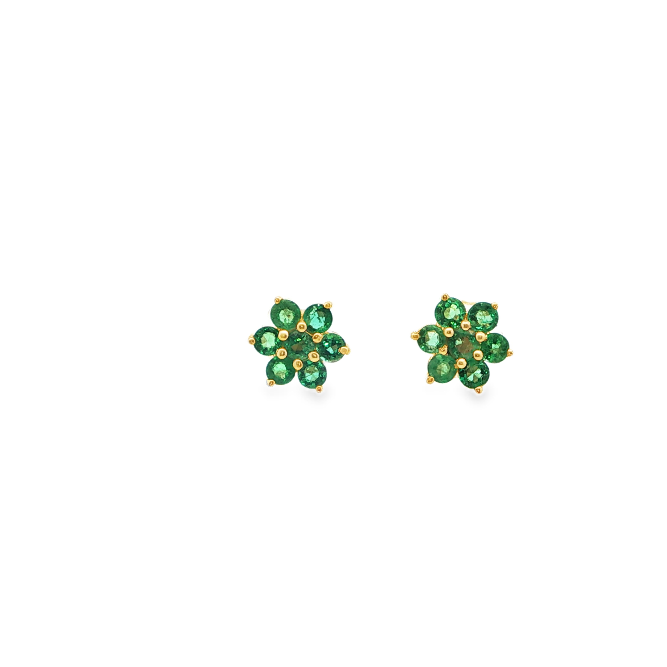 14K YG Emerald Cluster Stud Earrings  *Estate Item Sold as is, Final Sale*