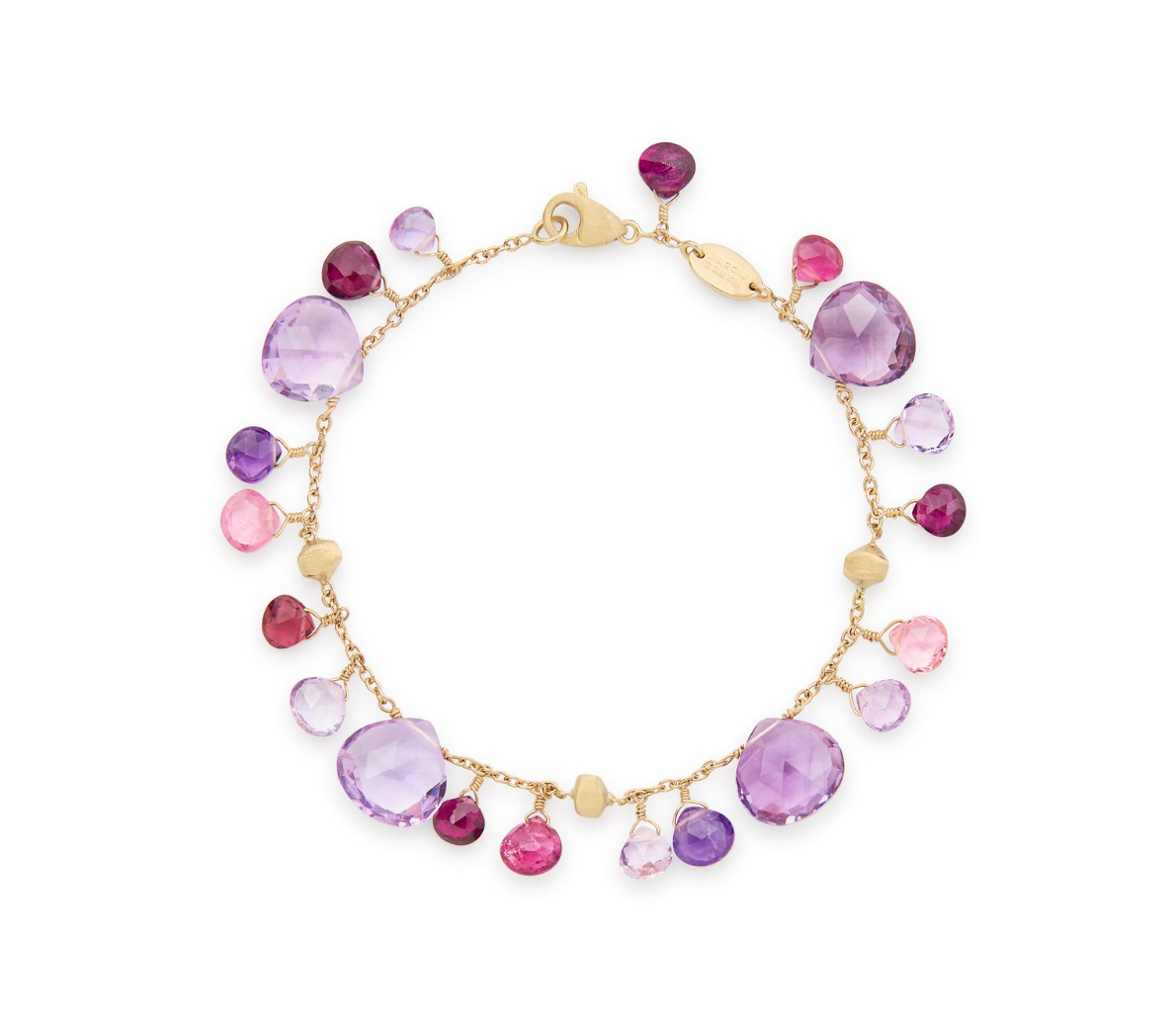 18K YG Paradise Single Strand Bracelet with Pink Tourmaline & Amethyst by Marco Bicego