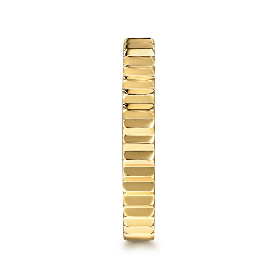 14K Yellow Plain Gold Diamond Cut Stackable Ring by Gabriel