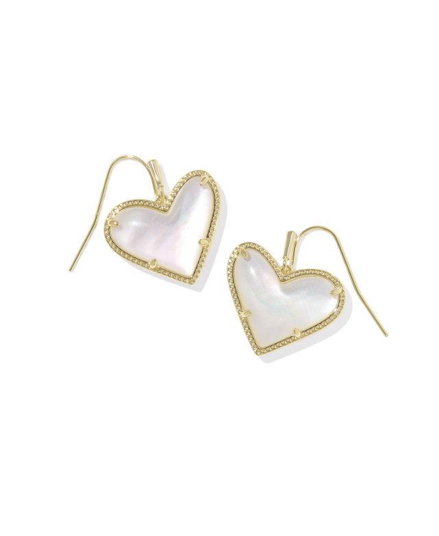 Gold Plated Ari Heart Statement Earrings in Ivory MOP by Kendra Scott Main image