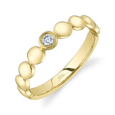 14K YG Single Diamond Bezel Circle Motif Band by Shy Creation