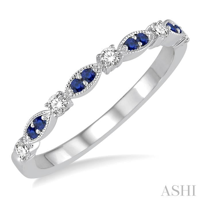 14K WG Marquise Shape Sapphire & Diamond Band